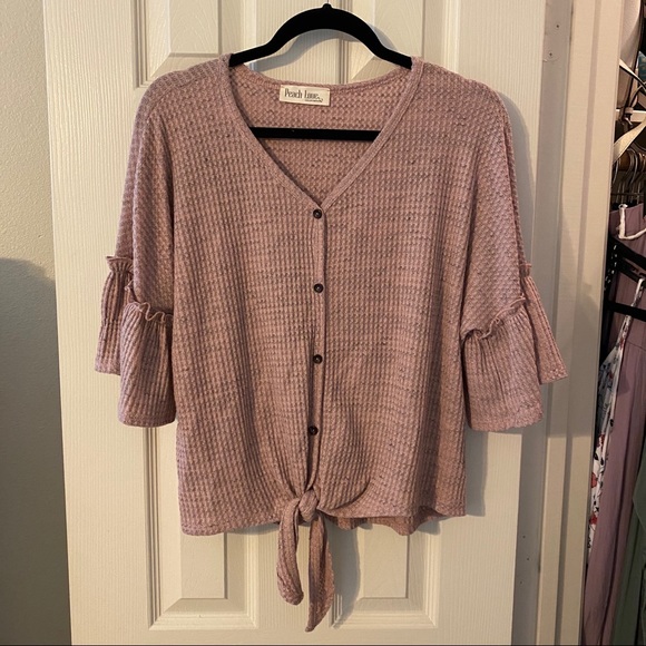 Waffle Knot Slightly Cropped Top - Picture 1 of 3